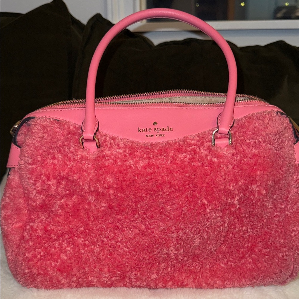 KATE SPADE MIMI FAUX FUR SATCHEL PINK